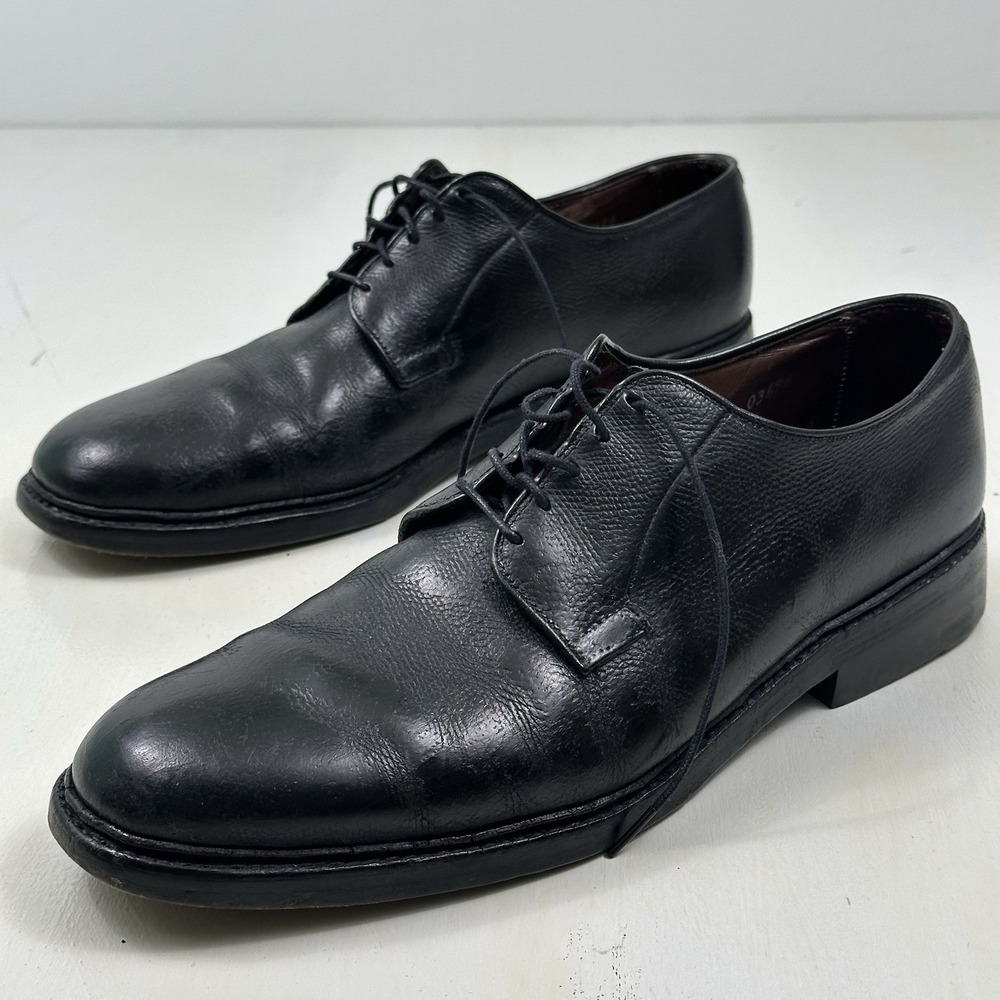 Allen Edmonds Leeds Leather Shoes Men 11 C Plain Toe Black Pebble Grain Oxford